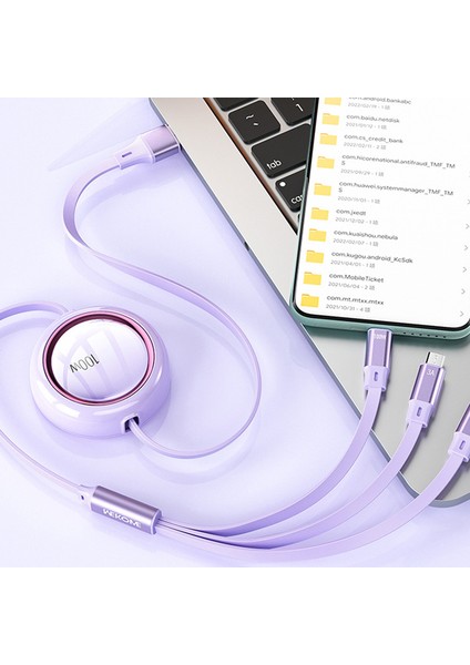 Star Serisi 1,2m 3'ü 1 Arada Geri Çekilebilir 100W Hızlı Şarj Kablosu Tarih Kablosu-Mavi (Yurt Dışından) indirimleri