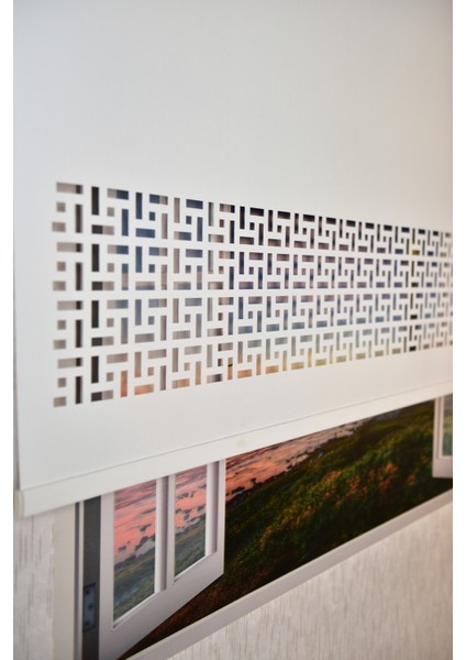 Ekru Lazer Kesim Modern Stor Güneşlik Perde modelleri