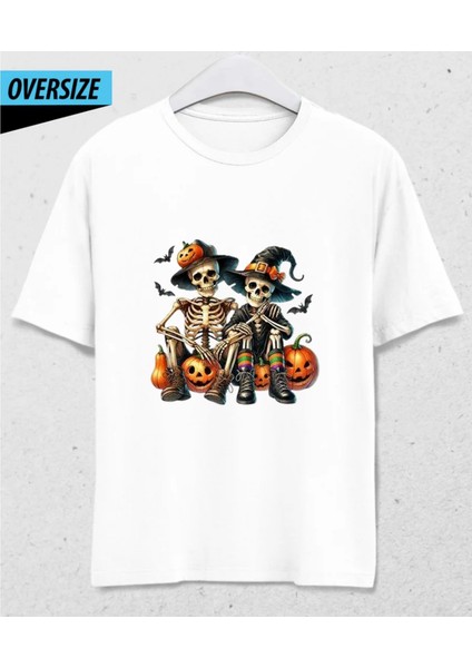 Cadı ve Vampir: Sonsuz Ikili Oversize T-Shirt Beyaz