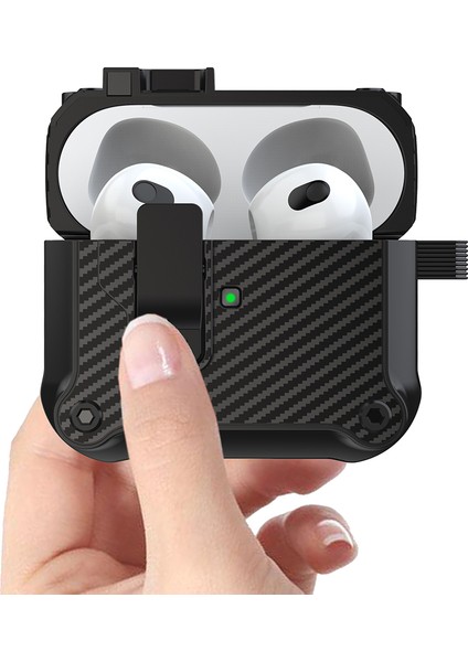 Apple Airpods 3 için Karbon Fiber Doku Manyetik Otomatik Kilit Tpu Kulaklık Kılıfı (Yurt Dışından) fiyatları
