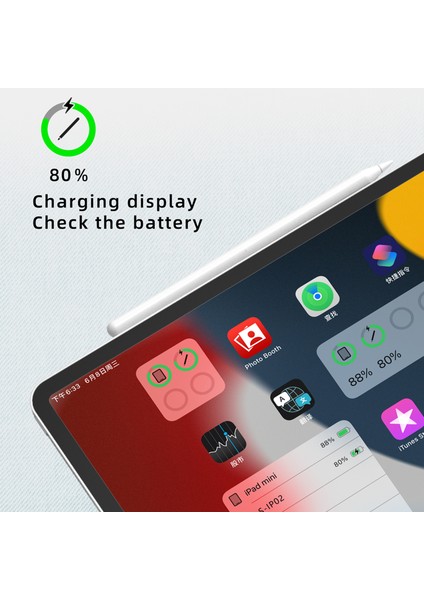 Forestl Digital S-IP02 iPad Dokunmatik Ekranlar Için Stylus Kalem Manyetik Kablosuz Şarj Kapasitif Kalem Dokunmatik Kalem-Beyaz (Yurt Dışından)