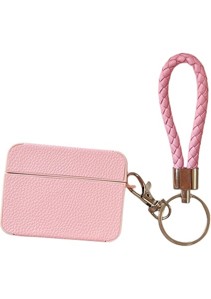 Apple Airpods Pro için Litchi Doku Pu+Tpu Kayışlı Koruyucu Kulaklık Kılıfı (Yurt Dışından)