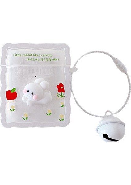 Apple Airpods için Şarj Lı 2016 2019 Kablosuz Şarj Lı Airpods 2019 Yumuşak Tpu Tavşan Tamı Zil Kolyeli Düşmeye Dayanıklı Koruyucu Kulaklık Kılıfı (Yurt Dışından)