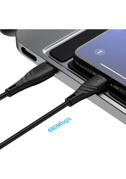 Relıqo 1.2m Type-C-Mfi Sertifikalı Lightning 8pin Veri Kablosu Güç Dağıtımı Pd Hızlı Şarj Kablosu (Yurt Dışından)