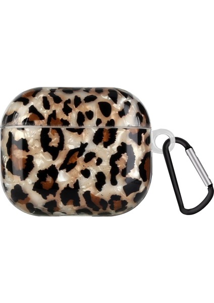 Anti Sonbahar Kutusu Apple Airpods 3 için, Desen Baskılı Imd Kabuk Tahıl Tpu Koruyucusu Kanca Leopar Kulaklık Kılıfı (Yurt Dışından)
