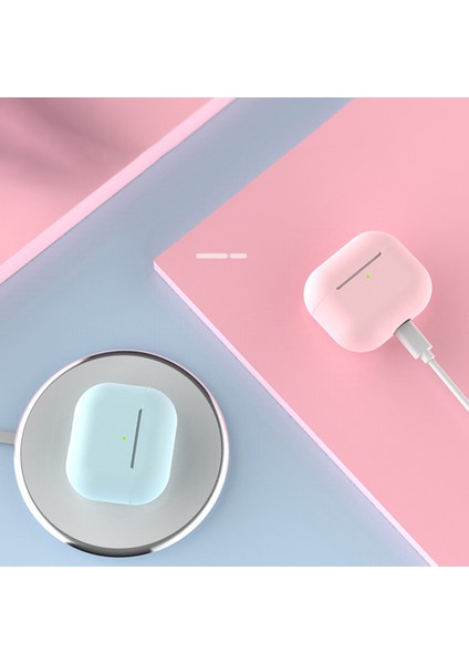 Apple Airpods 3 için Kutusu Silikon Şok Emici Metal Toz Geçirmez Etiket Seti Gece Yarısı İ + Gümüş Kulaklık Kılıfı (Yurt Dışından)