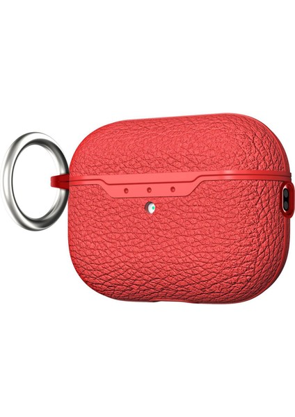 Airpods Pro 2 için Litchi Doku Yumuşak Tpu tooth Ultra Ince Koruyucu Halkalı Toka Kulaklık Kılıfı (Yurt Dışından)