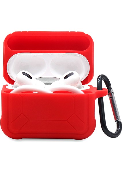Apple Airpods Pro için 3'Ü 1 Arada Silikon Koruyucu + Kulak Kancası + Kaybolmaya Karşı Karabina Koruma Seti Kulaklık Kılıfı (Yurt Dışından)