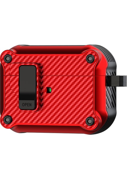 Apple Airpods Pro 2 için Karbon Fiber Doku Tpu Manyetik Otomatik Kilit Kulaklık Kılıfı (Yurt Dışından)