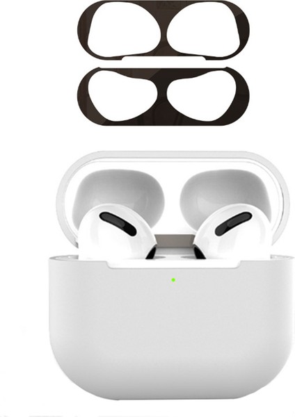 Apple Airpods 3 için Kutusu Silikon Şok Emici Metal Toz Geçirmez Etiket Seti + Kulaklık Kılıfı (Yurt Dışından)
