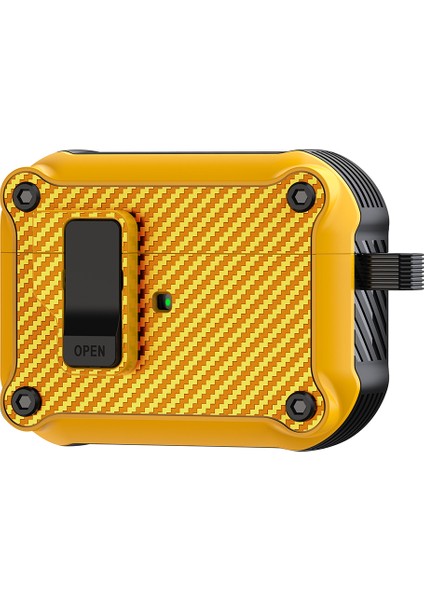 Apple Airpods Pro 2 için Karbon Fiber Doku Tpu Manyetik Otomatik Kilit Ile Kulaklık Kılıfı (Yurt Dışından)