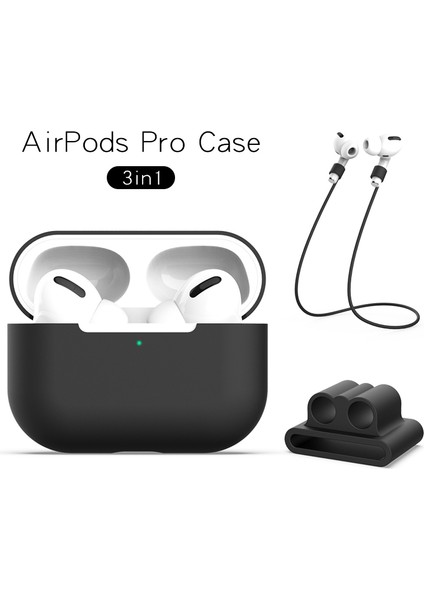 Apple Airpods Pro için Askılı+Sabit Parçalı Silikon Kulaklık Kılıfı (Yurt Dışından) fiyatları