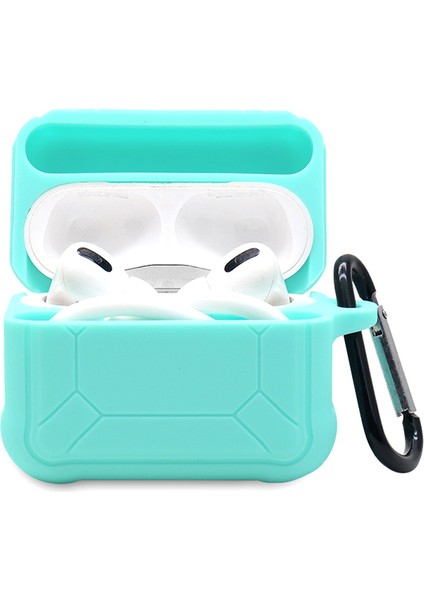 Apple Airpods Pro için 3'Ü 1 Arada Silikon Koruyucu + Kulak Kancası + Kaybolmaya Karşı Karabina Koruma Seti Kulaklık Kılıfı (Yurt Dışından)