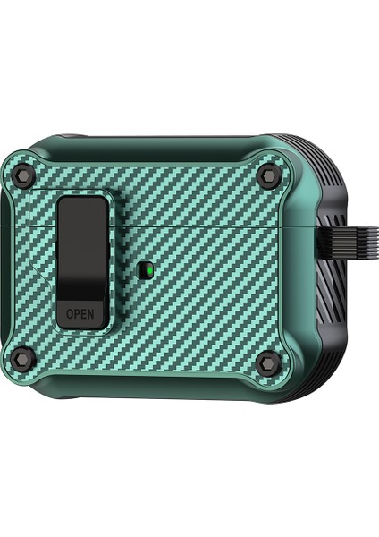 Apple Airpods Pro 2 için Karbon Fiber Doku Tpu Manyetik Otomatik Kilit Ile Kulaklık Kılıfı (Yurt Dışından)