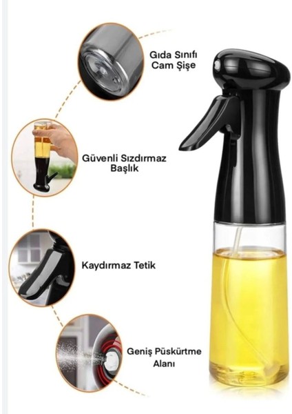 2’li Cam Sprey Yağlık, Beyaz, 225 ml, Airfryer Püskürtmeli, Şık ve kullanışlı set fiyatları