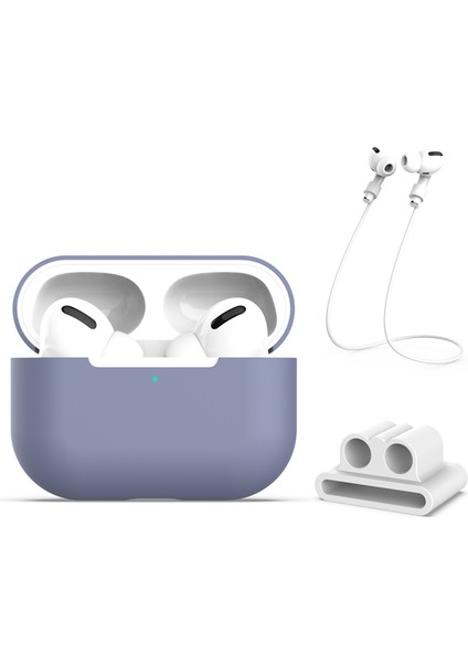 Apple Airpods Pro için Askılı + Sabit Parçalı Silikon Kulaklık Kılıfı (Yurt Dışından)