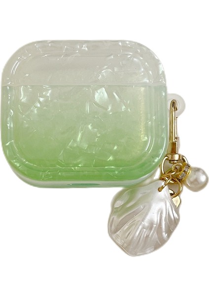 Apple Airpods Pro için Degrade Kabuk Tahıl , Kabuk Şekli Kolye İle Yumuşak Tpu Kare Koruyucu Kulaklık Kılıfı (Yurt Dışından)