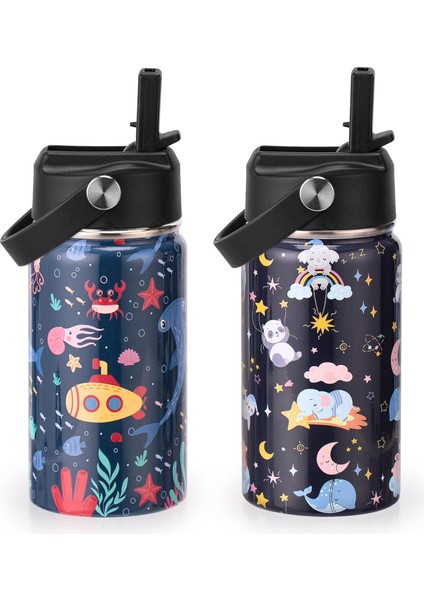 12 Oz Çocuklar Yalıtımlı Su Şişesi Çift Duvar Vakum Bardak 18/8 Paslanmaz Çelik Sızdırmaz Çocuklar Pipetli Bardak Okul Erkekleri ve Kızlar Için Metal Su Şişesi (Yurt Dışından) fiyatları