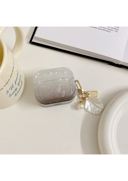 Apple Airpods Pro için Degrade Kabuk Tahıl , Kabuk Şekli Kolye İle Yumuşak Tpu Kare Koruyucu Kulaklık Kılıfı (Yurt Dışından) fiyatları