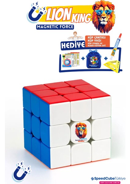 Lion King 3x3 Profesyonel Manyetik Mıknatıslı Rubik Küp Akıl Küpü Zeka Küpü Speedcube Eğitici