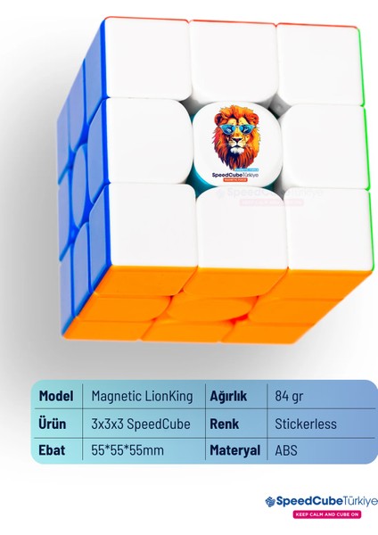 Lion King 3x3 Profesyonel Manyetik Mıknatıslı Rubik Küp Akıl Küpü Zeka Küpü Speedcube Eğitici