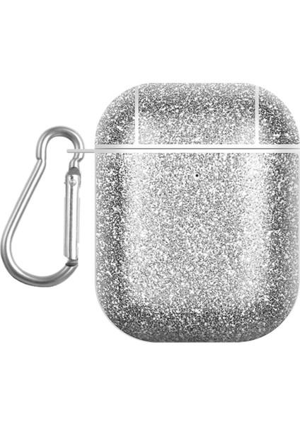 Apple Airpods için 2016 2019 Airpods Kablosuz 2019 Glıtter Tpu+Pu Gümüş Kulaklık Kılıfı (Yurt Dışından)