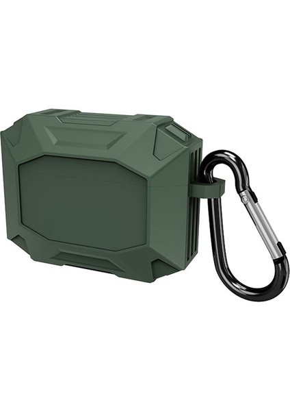 Düşmeye Dayanıklı Koruyucu Yumuşak Cilt Silikon Kutusu Desteği Kablosuz Şarj Durumda Airpods için Anti Kayıp Kulak Kancası İle Pro Ordu Kulaklık Kılıfı (Yurt Dışından)