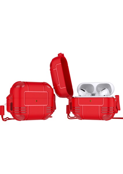 Airpods Pro Red için Şık tooth Tpu Anti Damla Koruyucu Kabuk İle Kordon Kulaklık Kılıfı (Yurt Dışından)