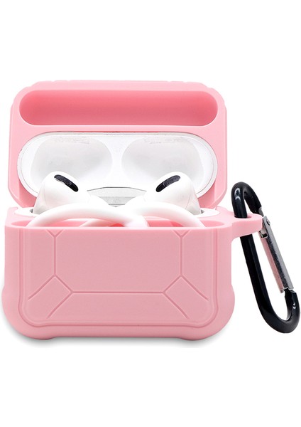 Apple Airpods Pro için 3'Ü 1 Arada Silikon Koruyucu + Kulak Kancası + Kaybolmaya Karşı Karabina Koruma Seti Kulaklık Kılıfı (Yurt Dışından)