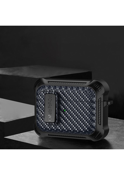 Apple Airpods Pro için Karbon Fiber Doku Tpu + Pc Anti Damla Presleme Tokası Kutusu Safir Kulaklık Kılıfı (Yurt Dışından) fiyatları