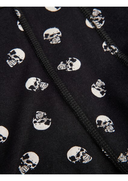 3'Lü Boxer Seti Slim Fit Kuru Kafa Baskılı Pamuklu