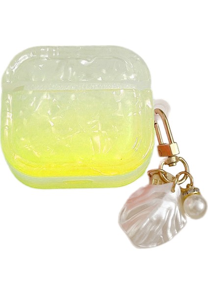 Apple Airpods Pro için Degrade Kabuk Tahıl , Kabuk Şekli Kolye İle Yumuşak Tpu Kare Koruyucu Kulaklık Kılıfı (Yurt Dışından)