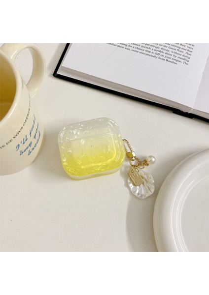 Apple Airpods Pro için Degrade Kabuk Tahıl , Kabuk Şekli Kolye İle Yumuşak Tpu Kare Koruyucu Kulaklık Kılıfı (Yurt Dışından) fiyatları