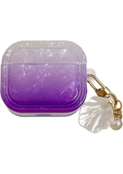 Apple Airpods Pro için Degrade Kabuk Tahıl , Kabuk Şekli Kolye İle Yumuşak Tpu Kare Koruyucu Kulaklık Kılıfı (Yurt Dışından)