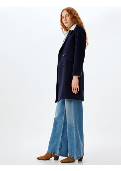 Uzun Kaşe Kaban Kalın Örme Kruvaze Düğmeli Cepli fiyatları