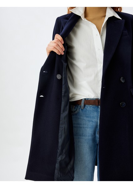 Uzun Kaşe Kaban Kalın Örme Kruvaze Düğmeli Cepli indirimleri