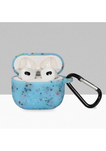 Apple Airpods için 3 Çiçek Desenli Silikon tooth Koruyucu İle Anti Kayıp Karabina Gök Si Kulaklık Kılıfı (Yurt Dışından)