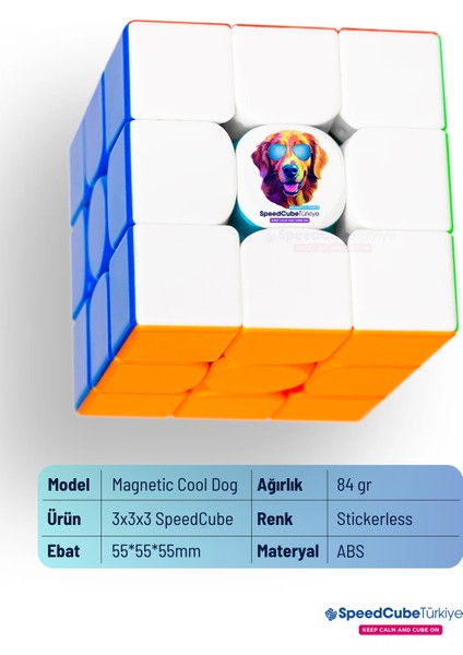 Cool Dog 3x3 Profesyonel Manyetik Mıknatıslı Rubik Küp Akıl Küpü Zeka Küpü Speedcube Eğitici