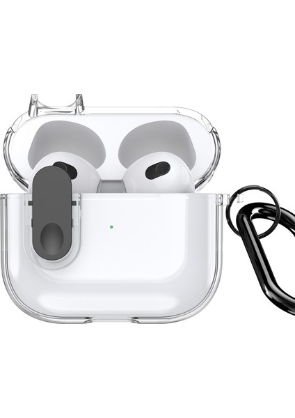 Apple Airpods 3 için Kilit Tamı Asılı Kancalı Şeffaf Kulaklık Kılıfı (Yurt Dışından)