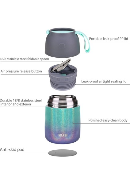 Çocuklar ve Yetişkinler Için Yalıtımlı Çorba Konservesi 17 Ons Paslanmaz Çelik Kaşıklı Yalıtımlı Gıda Kabı Üçlü Duvar Yalıtımı (Gökkuşağı) (Yurt Dışından) fırsatları