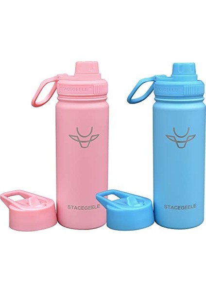 ，çocuk Yalıtımlı Vakumlu Su Şişesi Hasır Kapaklı Paslanmaz Çelik Su Şişesi Erkekler ve Kızlar Için Sızdırmaz Hafif Çevre Dostu (550ML) (Yurt Dışından)