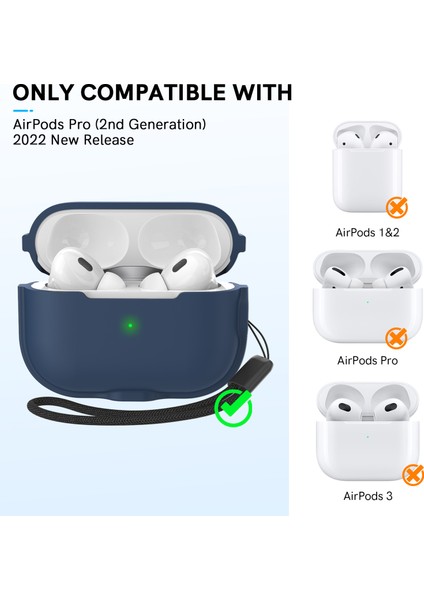 Airpods Pro 2 için Silikon Manyetik Kablosuz Şarj Koruyucu Kayış Gece Yarısı Si Kulaklık Kılıfı (Yurt Dışından) fiyatları