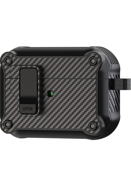 Apple Airpods Pro 2 için Karbon Fiber Doku Tpu Manyetik Otomatik Kilit Ile Kulaklık Kılıfı (Yurt Dışından)