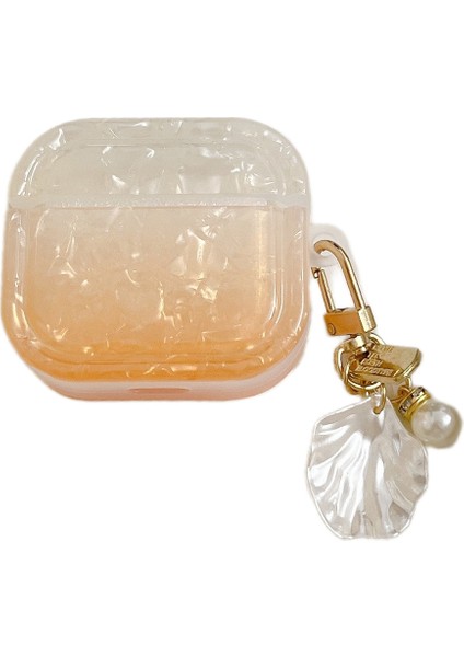 Apple Airpods Pro için Degrade Kabuk Tahıl , Kabuk Şekli Kolye Turuncu İle Yumuşak Tpu Kare Koruyucu Kulaklık Kılıfı (Yurt Dışından)
