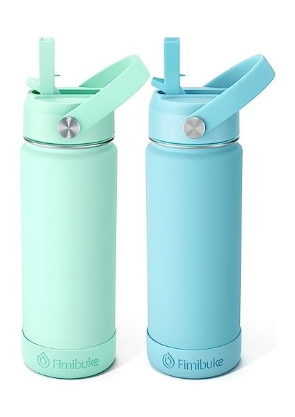 Çocuklar Yalıtımlı Su Şişesi 18 Oz Bpa Içermeyen Paslanmaz Çelik Saman ile Seyahat Çift Duvar Sızdırmaz Yürümeye Başlayan Okul Erkek Kız Için (1 Paket Yeşil Dinozor) (Yurt Dışından)