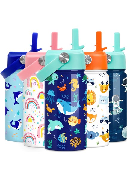 Çocuk Su Şişesi Bale Su Şişesi 12 Oz Saman ile Yalıtımlı Paslanmaz Çelik Seyahat Okul Cam Çift Duvarlı Vakum Bardak Kızlar ve Çocuklar Için (Yurt Dışından)