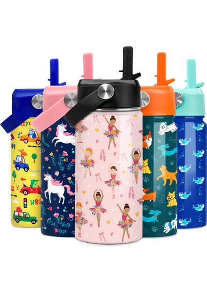 Çocuk Su Şişesi Bale Su Şişesi 12 Oz Saman ile Yalıtımlı Paslanmaz Çelik Seyahat Okul Cam Çift Duvarlı Vakum Bardak Kızlar ve Çocuklar Için (Yurt Dışından) fiyatları