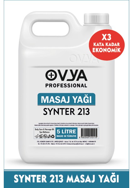 Synter 213 Renksiz Kokusuz Spa Masaj Yağı 3 Kata Kadar Ekonomik 5 Litre