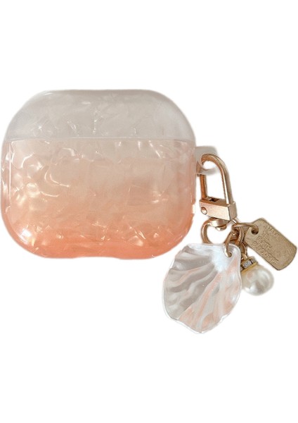 Apple Airpods Pro için , Kabuk Şekli Kolye Turuncu İle Degrade Kabuk Tahıl Tpu Koruyucu Kulaklık Kılıfı (Yurt Dışından)