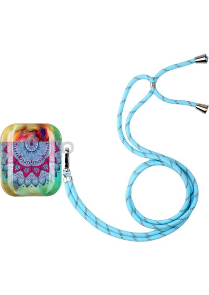 Apple Airpods için 2016 2019 Airpods Kablosuz 2019 Tpu Imd Desen Baskı Kordonlu Mandala Çiçekli Koruyucu Kulaklık Kılıfı (Yurt Dışından)